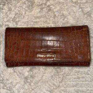 Miu Miu Brown Croc-Embossed Wallet